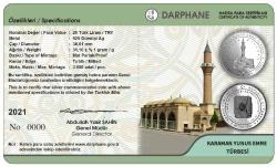 2021 Karaman Yunus Emre Türbesi (Gümüş) Darphane Hatıra Parası SERTİFİKALIDIR