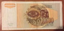YUGOSLAVYA  10 000  DİNAR 1992 ÇOK  TEMİZ KAĞIT  PARA