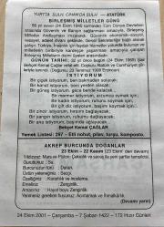 24 EKİM 2001 - TAKVİM YAPRAĞI - DOĞUM GÜNÜ HEDİYESİ - BÜYÜK SAATLİ MAARİF TAKVİMİ - EDWARD GİBBON - ATATÜRK - BİRLEŞMİŞ MİLLETLER GÜNÜ - ŞAİR BEHÇET KEMAL ÇAĞLAR VEFAT ETTİ - AKREP BURCUNDA DOĞANLAR