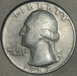 AMERİKA 1967  25 CENT ÇEYREK DOLAR