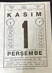 1 KASIM 2001 - TAKVİM YAPRAĞI - DOĞUM GÜNÜ HEDİYESİ - BÜYÜK SAATLİ MAARİF TAKVİMİ - MUSTAFA KEMAL ATATÜRK - OSMANLI SALTANATI TBMM'DE KALDIRILDI - ŞAİR YAHYA KEMAL BEYATLI VEFAT ETTİ - YAHYA KEMAL