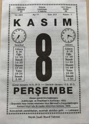 Efemera - 8 KASIM 2001 - TAKVİM YAPRAĞI - DOĞUM GÜNÜ HEDİYESİ - BÜYÜK SAATLİ MAARİF TAKVİMİ - LEHMANN - FARUK NAFİZ ÇAMLIBEL- FARUK NAFİZ ÇAMLIBEL'İN VEFATI - KASIM GÜNLERİ BAŞLAR - kitantik - kitaLog