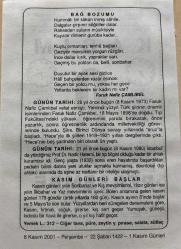 8 KASIM 2001 - TAKVİM YAPRAĞI - DOĞUM GÜNÜ HEDİYESİ - BÜYÜK SAATLİ MAARİF TAKVİMİ - LEHMANN - FARUK NAFİZ ÇAMLIBEL- FARUK NAFİZ ÇAMLIBEL'İN VEFATI - KASIM GÜNLERİ BAŞLAR