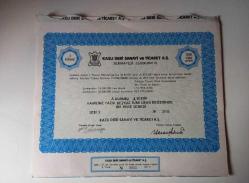 1971 KAZLI DERİ SANAYİ VE TİCARET A.Ş. HİSSE SENEDİ...