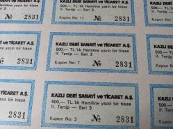 1971 KAZLI DERİ SANAYİ VE TİCARET A.Ş. HİSSE SENEDİ...