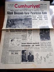 Cumhuriyet - 21 Ekim 1960 - Bir Daha Yazan Nadir Nadi Köşe Yazısı - Dünkü Duruşma Sadece Bir Saat Sürdü Ve Müdafaalar Yapıldı - Köpek Davasında Karar Pazartesiye Kaldı - Köpek Davası'nın Dünkü Duruşmasında Mahkeme Salonunun Umumi Görünüşü Fotoğraf - Yassıada İntibaları Kısa Notlar Yazan Cevat Fehmi Başkut Yazı Dizisi - Büyük Oyunun Son Perdesi Yazan Oğuz Türkkan - Sabah Şarkısı Yazan Taylor Caldwell Yazı Dizisi - Bay Oscar Karikatür - Patti Çizgi Roman - Burhan Felek Köşe Yazısı - Resimli Roman Başkasının Günahı Çizen Yves Sayol - Tiyatro Cephede Piknik Yazan Lütfi Ay - İstanbul Ankara Radyosu Programı - Milli Lig Ankara'da Ve İzmir'de - Fenerbahçe  Ankaragücü Maçı - Galatasaray Altay Maçı - Fenerbahçe Kız Voleybol Takımı Şampiyon Kulüpler Turnuvasında - Silahlı Kuvvetler Boks Şampiyonası - Can Bartu Ve Metin Oktay Aftan İstifade Ediyorlar - Lüks Lamba Fitili - Arı Bisküvileri