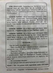 29 KASIM 2001 - TAKVİM YAPRAĞI - DOĞUM GÜNÜ HEDİYESİ - BÜYÜK SAATLİ MAARİF TAKVİMİ - RAKIM ZİYAOĞLU - TÜRK MUSİKİ ÜSTADLARINDAN HAMMAMMİZADE İSMAİL DEDE ÖLDÜ - PAŞABAHÇE ŞİŞE VE CAM FABRİKASI AÇILDI - BESTECİ NECİP CELAL ANTEL VEFAT ETTİ - EVHAMLI ADLI YAZI