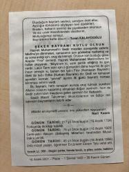 16 ARALIK 2001 - TAKVİM YAPRAĞI - DOĞUM GÜNÜ HEDİYESİ - BÜYÜK SAATLİ MAARİF TAKVİMİ - TURAN KALAYCIOĞLU - ŞEKER BAYRAMI KUTLU OLSUN - NACİ KASIM - TÜRKİYE'DE İLK KİTAP BASILDI - MUSUL IRAK'A VERİLDİ - MİZAH YAZARI ÖĞRETMEN ERCÜMENT EKREM TALU VEFAT ETTİ