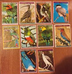 KUŞLAR TEMA.EKVATOR GİNESİ. 10 PUL   DAMGALI