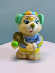 Tenis Oynayan Eski Rus Yapımı Kauçuk Ayı Figür Oyuncak