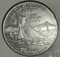 0AMERİKA 2001 D    25 CENT ÇEYREK DOLAR  RHODE ISLAND