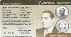 ÜNLÜ TÜRK SİYASETÇİLERİ SERİSİ NO: 2 ADNAN MENDERES HATIRA GÜMÜŞ PARA