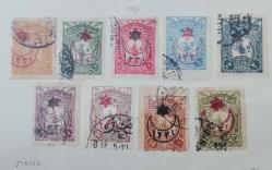 LOT.20 » 1915 SÜRŞARJLI HARİCİ POSTA PULLARI ÜZERİNE AY VE ALTI  YILDIZ  İSFİLA  519/527