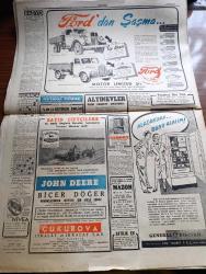 Cumhuriyet Gazetesi - 14 Haziran 1950 - Bulgarların Alçakça Bir Cinayeti Daha - Edirne Muhabirimiz Arif Necchi Hudud Boyunda Pusuya Düşünerek Şehit Ettiler - Başbakan Adnan Menderes'in Demokrat Parti Grubunda Dünkü Demeci - Arapça Ezan Yasağı Kalkacak - Hüseyin Cahit Yalçın'ın Filistin Arabulucu Komisyonundaki Vazifesine Son Verildi - Ne Oldular 4 Röportajı Yapan Faruk Fenik Yazı Dizisi - Avukat Vedad Dicleli İle Yazıhanesinde Mülakat - Türkiye Güzellik Kraliçesi Müsabakası - Peyklerden Türkiye'ye İltica Edenler - Amerika'nın Sesi Radyosunda Konuşanlar Rektör Ömer Celal Sarç Gördüklerini Anlattı - Windsor Dükü'nün Hatıraları Yazı Dizisi - Marshall Planı Ve Batı Avrupa Tediye Birliği - Posta Güvercini Yazan Kerime Nadir Yazı Dizisi - Devlet Operası İstanbul'a Geliyor - Üç Silahşörler Yazan Alexandre Dumas - Dünün Kraliçeleri Yazan İlhan Tarus Yazı Dizisi - Şakrak Sesli Semiha Coşar - Üstad Münir Ahmed - Çapamarka - Puro Traş Sabunu - Pirelli - Kibar Tuvalet Sabunları - Ford Kamyon