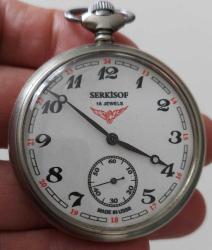USSR RUSYA SERKISOF MARKA ORİJİNAL ANTİK KURMALI MUHTEŞEM BAKIMLI SANDIK MALI BEYAZ KADRAN AKTİF CEP SAATİ 2CCC1EE1