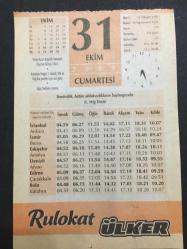 31 EKİM 2009 -TAKVİM YAPRAĞI-DOĞUM GÜNÜ HEDİYESİ-ÜLKER TAKVİMİ,KÖPRÜLÜ MEHMED PAŞANIN ÖLÜMÜ 1661,ÇOCUĞUNUZUN İSMİ,MESUT CEMİL 1902-1963,PATLICANLI PİLAV