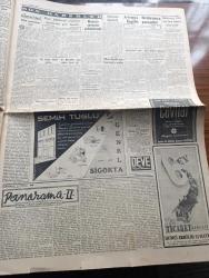 Cumhuriyet Gazetesi - 13 Nisan 1952 - Anayasaya Dokunmak Yazan Nadir Nadi Köşe Yazısı - Şemsettin Günaltay'ın Durumu Dün CHP Genel Kurulunda Görüşüldü -  Casusluktan Sanık Sabık Yüzbaşı Sabahaddin Erdem Dün İntihara Teşebbüs Etti - Yüzbaşı Sabahaddin Erdem Aziz Nesin İle Kırtasiye İşletiyormuş - Dün 3 Futbol Maçı Daha Doğrusu 3 Kavga Oldu - Adam Döven Sporcu Fenerbahçeli Kamil Ekin - İngiliz Sanayi Sergisi Dün açıldı - Trakyanın Savunması - Bir Beyaz Gömleklinin Dramı Yazan Doktor Burhan Öncel Yazı Dizisi - Saraylardaki Eşya Hakkında Tahkikat - Panaroma Yazan Yakup Kadri Karaosmanoğlu Yazı Dizisi - Meryem Ana Evini ziyaret Günü Yaklaştı - Başbakan Adnan Menderes Antalya'da - Galatasaray Vefa Bugün Karşılaşıyor - Fenerbahçe Kasımpaşayı 1 0 Yendi - Kibar Düşkünleri Yazan Maurice Dekobra Yazı Dizisi - Sabite Tur Gülerman Bahçekapı Borsa Kıraathanesinde - Şehir Tiyatrosuna Niçin Bir Ecnebi Rejisör Getirilemez Yazan Tevfik Sadullah - Cemal Reşit Rey'in Paris'teki Konseri - Apikoğlu Sucuk