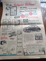 Cumhuriyet Gazetesi - 13 Nisan 1952 - Anayasaya Dokunmak Yazan Nadir Nadi Köşe Yazısı - Şemsettin Günaltay'ın Durumu Dün CHP Genel Kurulunda Görüşüldü -  Casusluktan Sanık Sabık Yüzbaşı Sabahaddin Erdem Dün İntihara Teşebbüs Etti - Yüzbaşı Sabahaddin Erdem Aziz Nesin İle Kırtasiye İşletiyormuş - Dün 3 Futbol Maçı Daha Doğrusu 3 Kavga Oldu - Adam Döven Sporcu Fenerbahçeli Kamil Ekin - İngiliz Sanayi Sergisi Dün açıldı - Trakyanın Savunması - Bir Beyaz Gömleklinin Dramı Yazan Doktor Burhan Öncel Yazı Dizisi - Saraylardaki Eşya Hakkında Tahkikat - Panaroma Yazan Yakup Kadri Karaosmanoğlu Yazı Dizisi - Meryem Ana Evini ziyaret Günü Yaklaştı - Başbakan Adnan Menderes Antalya'da - Galatasaray Vefa Bugün Karşılaşıyor - Fenerbahçe Kasımpaşayı 1 0 Yendi - Kibar Düşkünleri Yazan Maurice Dekobra Yazı Dizisi - Sabite Tur Gülerman Bahçekapı Borsa Kıraathanesinde - Şehir Tiyatrosuna Niçin Bir Ecnebi Rejisör Getirilemez Yazan Tevfik Sadullah - Cemal Reşit Rey'in Paris'teki Konseri - Apikoğlu Sucuk