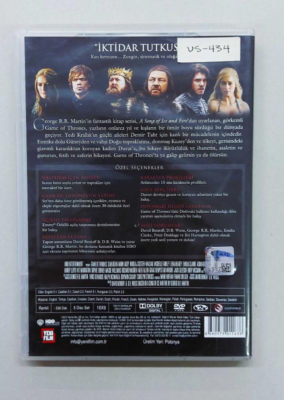 Game of Thrones 1.Sezon - 5 Disk DVD Dizi Box Set - Efemera