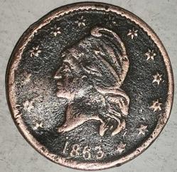 LOT.1 » AMERİKA 1863  1 CENT İÇ SAVAŞ ZAMANI JETON 1863 Ordu/Donanma İç Savaş Jetonu Aşınmış