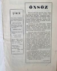 ŞİNEK (ÇAYKARA-ATAKÖY) DERGİSİ