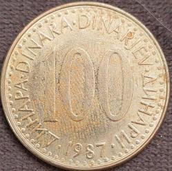 YUGOSLAVYA 100 Dinar, 1987 ÇA