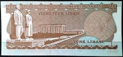 6.Emisyon 20 Türk lirası ÇİL kağıt para  Seri I 62 3 54 54 42 - KAYIK BASKI-  (5)