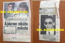 AJDA PEKKAN'IN ALİ BARS İLE OLAN EVLİLİĞİYLE İLGİLİ DÖNEMİNE AİT İKİ ADET ORİJİNAL FOTOĞRAF, 4 ADET GAZETE KÜPÜRÜ ve EVLENME DUYURUSU FOTOĞRAFI, TOPLAM 7 PARÇA SET HALİNDE