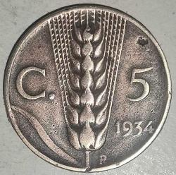 İTALYA 1934  5 CENTESİMİ