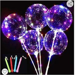ışıklı balon şeffaf çubuklu balon parti ve eğlence balonu