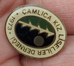 1973 ÇAMLICA KIZ LİSELİLER DERNEĞİ MİNELİ ALTIN SIVAMA NADİR YAKA ROZETİ ÜÜÜ2A1 PEK ÇIKMAZ
