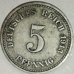 ALMANYA 1913 A     5  PFENNIG