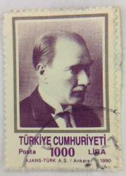 ATATÜRK PORTRELİ PUL, 1000 TL, 1990 YILI, DAMGALI, KULLANILMIŞ PUL