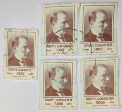 ATATÜRK PORTRELİ PUL, 5000 TL, 1989 YILI, DAMGALI, KULLANILMIŞ PUL