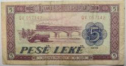ARNAVUTLUK 5 LEKE 1976 TEMİZ+ KONDÜSYON