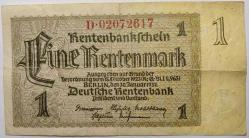 ALMANYA 1 RENTENMARK  1937 ÇT KONDÜSYON