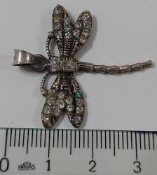 OSMANLI SON DÖNEMİ ORİJİNAL MÜTHİŞ İŞÇİLİKLİ KELEBEK FİGÜRLÜ ŞANS BOMBASI GÜMÜŞ KOLYE UCU K1E1L1E