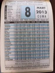 8 MART 2013 TAKVİM YAPRAĞI