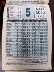 5 MART 2013 TAKVİM YAPRAĞI