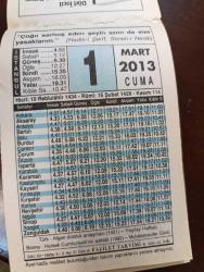 1 MART 2013 TAKVİM YAPRAĞI