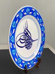 OSMANLI TUĞRALI el çekme sanatçı imzalı çini tabak