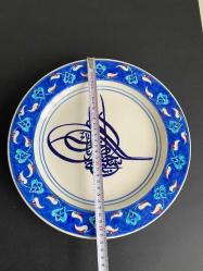 OSMANLI TUĞRALI el çekme sanatçı imzalı çini tabak