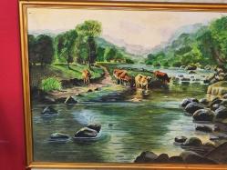 7624-ÇOK ŞAHANE AHŞAP ÜZERİNE DUBAİLİ RESSAM İMZALI SULU BOYA RESİM TABLO