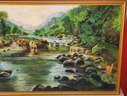 7624-ÇOK ŞAHANE AHŞAP ÜZERİNE DUBAİLİ RESSAM İMZALI SULU BOYA RESİM TABLO