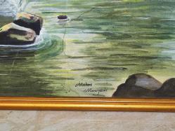 7624-ÇOK ŞAHANE AHŞAP ÜZERİNE DUBAİLİ RESSAM İMZALI SULU BOYA RESİM TABLO