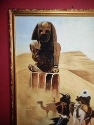 7618-DUBAİLİ RESSAM İMZALI AHŞAP ÜZERİNE SULU BOYA RESİM TABLO