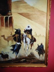 7618-DUBAİLİ RESSAM İMZALI AHŞAP ÜZERİNE SULU BOYA RESİM TABLO