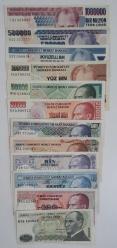 10 TL İle 1000000 TL Arası 12 lii  7ci Emisyon Set  Çok Çok Üst seiyde  Temizlikte  Set
