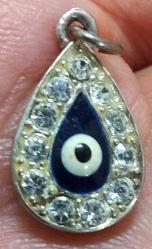 OSMANLI SON DÖNEMİ ORİJİNAL MÜTHİŞ İŞÇİLİKLİ SU DAMLASI NAZARLIK GÜMÜŞ KOLYE UCU 2BB3CC