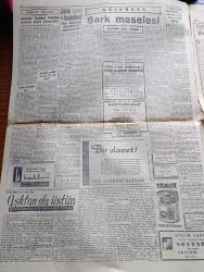 Cumhuriyet Gazetesi - 9 Aralık 1956 - Siyasal Bilgilerde 9 Öğrenciye Muvakkat İhraç Cezası Verildi - Yunanistan'ı NATO'ya Şikayet Edeceğiz - Demirperde Gerisinde Talebe İsyanı - Bir Roket 200 Kilometre Yükseğe Çıktı - Reşat Nuri Güntekin'in Ölümü Teessür Uyandırdı - İstanbul Beyoğlu Arasında Gece Tramvay Seferleri Başladı - Migros'da Yolsuzluk - Macar İşçileri Komünist Hükümete Meydan Okuyorlar - Aşktan Da Üstün Yazan Elizabeth Gaskell Yazı Dizisi - Şark Meselesi Yazan Hasan Ali Yücel Köşe Yazısı - Haftanın Şakaları Yazan Burhan Felek Köşe Yazısı - Eğlenceler Köşesi- Tarihin Tarihi İmparatoriçe Öjeni Çeviren Mazhar Kunt Yazı Dizisi - Bulmaca - Balkan Paktı Ne Olacak Yazan Ömer Sami Coşar - Striptiz Dansının Meni İçin Kanun Teklifi - Galatasaray Adalet Bugün Karşılaşıyor - Olimpiyat Oyunları Dün Kapandı - Fenerbahçe Vefa'yı 3 0 Yendi - Fenerbahçe Basketbolda Vefayı Mağlup Etti - Mambo Çocuk Kamyoneti - Fredo Limon Kolonyası